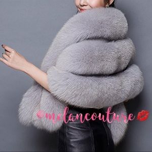Faux Fur Coat Jackets Wrap Cape Shawl-More Opt.